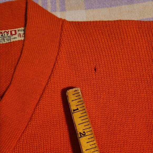 Vintage Orange Letterman Sweater Sand Knit Wear Wool 50s 60s Athletic Size 42 - Picture 7 of 9
